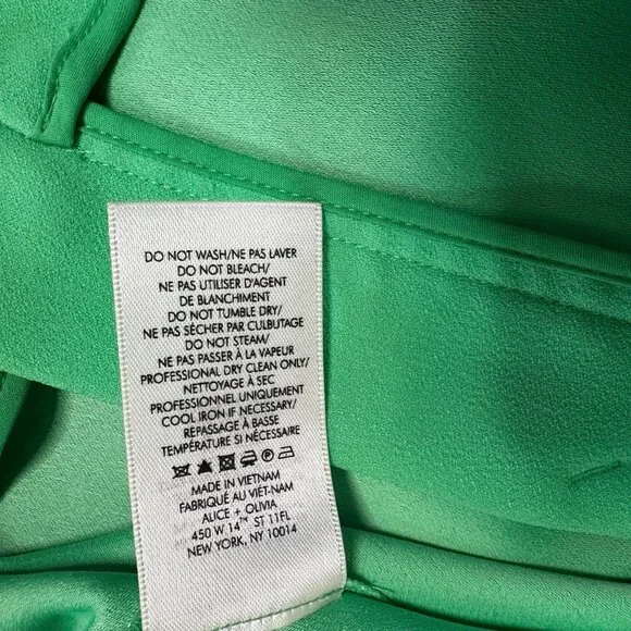 ALICE + OLIVIA Garden Green Flare Pants 10 High Waist Statement Designer Luxe - Picture 8 of 9